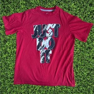 Boys Red Nike "Just Do It" Logo Tee